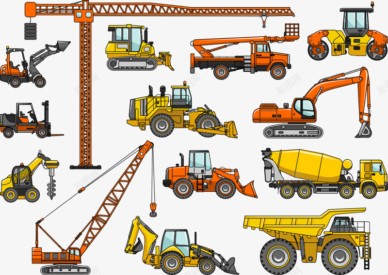 重型机械车png免抠素材_新图网 https://ixintu.com 卡通机械车 机械车 矢量机械车 车子