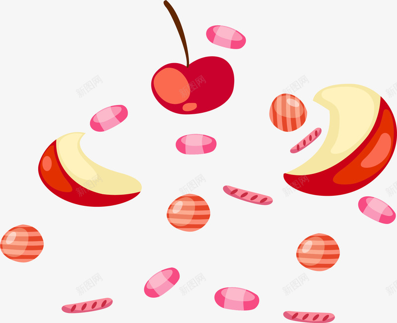 小清新红色苹果png免抠素材_新图网 https://ixintu.com 小清新苹果 水彩 水果 简约糖果 红色樱桃 红色苹果