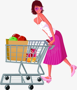 女性活动超市购物素材