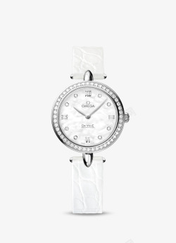 碟飞典雅天文台白色镶钻欧米茄女表腕表手表高清图片