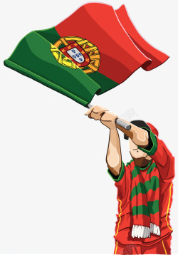 举旗者挥舞葡萄牙国旗插画高清图片