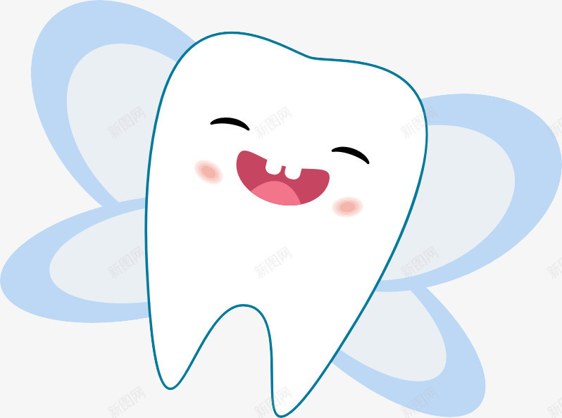 卡通牙齿图标png_新图网 https://ixintu.com logo 一颗牙齿 口腔 标志 牙齿 牙齿修护卡通图 白色 翅膀 蓝色