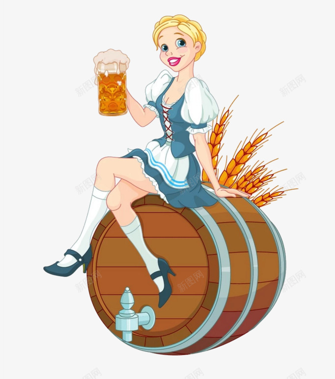 酿啤酒的女孩png免抠素材_新图网 https://ixintu.com 卡通 啤酒 女郎