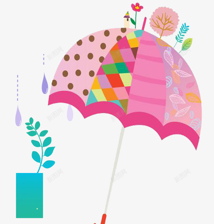 雨手绘雨伞糖果色卡通psd免抠素材_新图网 https://ixintu.com 卡通 手绘 糖果色 装饰图案 雨 雨伞