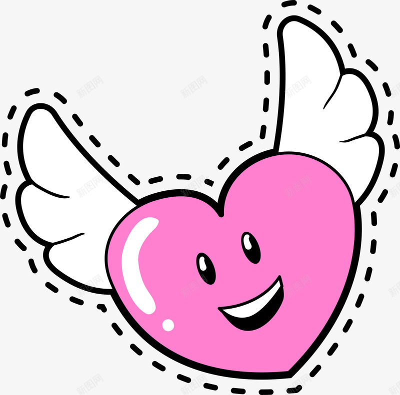 粉色有翅膀的爱心png免抠素材_新图网 https://ixintu.com 卡通 情人节贴纸 时尚 爱心 矢量图案 粉色 翅膀