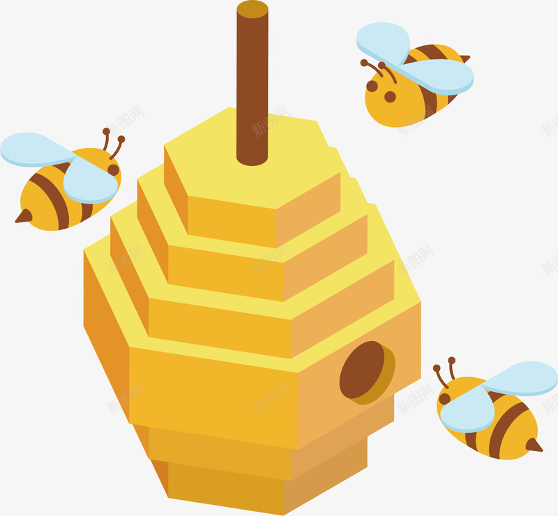 蜜蜂巢穴png免抠素材_新图网 https://ixintu.com 动物 卡通 巢穴 手绘 昆虫 翅膀 蜂类 蜜蜂