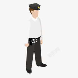白色衣服扁平警察保安矢量图素材