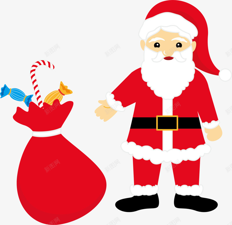 卡通圣诞老人和礼物png免抠素材_新图网 https://ixintu.com 圣诞快乐 圣诞老人 圣诞节 礼品 礼物 糖果 装饰图案