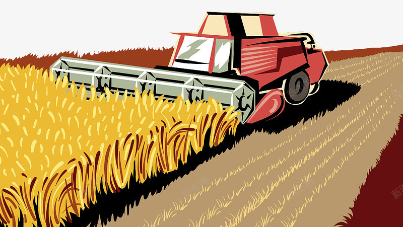 机械收割麦子png免抠素材_新图网 https://ixintu.com 收割机 收割麦子 收麦子 机械 水稻机械化 矢量装饰画 麦子地 麦穗收割