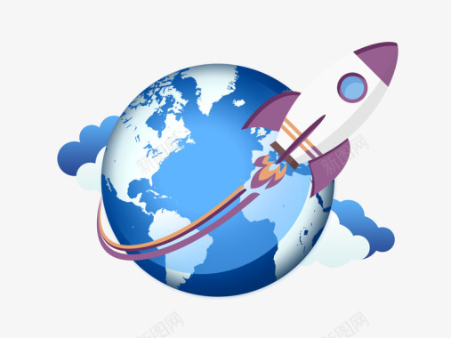 火箭围绕地球飞行图标图标