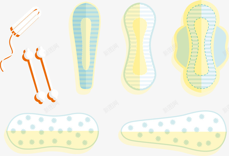 女性卫生用品矢量图ai免抠素材_新图网 https://ixintu.com 卫生棉 蓝色 黄色 矢量图