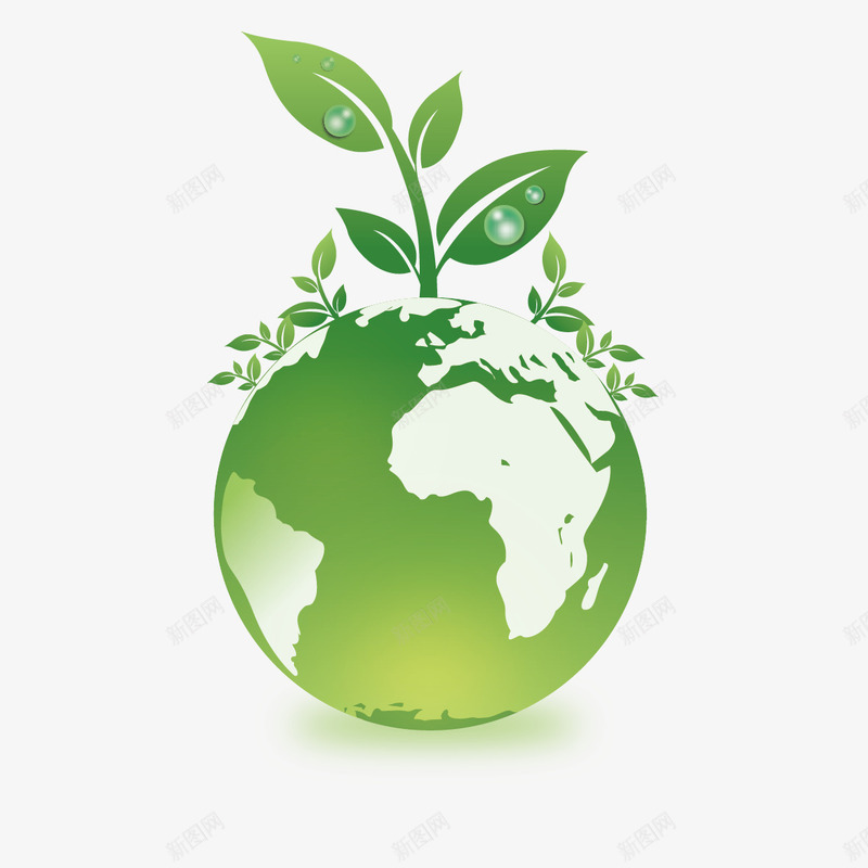 绿色地球png免抠素材_新图网 https://ixintu.com 叶子 地球 树苗 绿色