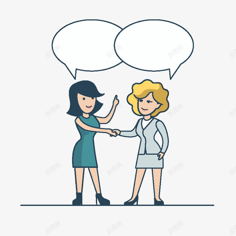 商务女性对话握手png免抠素材_新图网 https://ixintu.com 商业 商务人士 女性 对话 握手