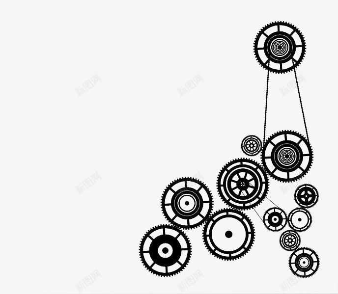 黑色手绘齿轮链条png免抠素材_新图网 https://ixintu.com 手绘 机械 自行车 自行车链条 部件 链条 零件 黑色 齿轮