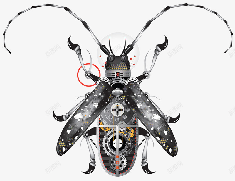 创新机械昆虫png免抠素材_新图网 https://ixintu.com 创意 动物 单页 昆虫 机械 翅膀 虫子 触角
