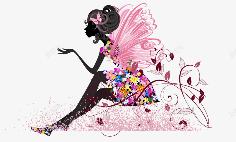 时尚女性形象png免抠素材_新图网 https://ixintu.com 卡通女 手绘 时尚元素 时髦女 翅膀