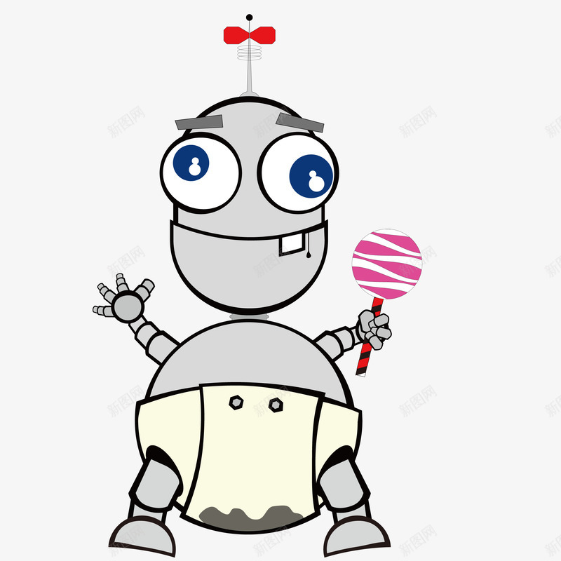 吃棒棒糖的机器人png免抠素材_新图网 https://ixintu.com 卖萌的 机器人 机械 棒棒糖