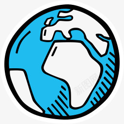 简笔画地球png免抠素材_新图网 https://ixintu.com 卡通地球 圆形地球 简笔画 蓝色地球