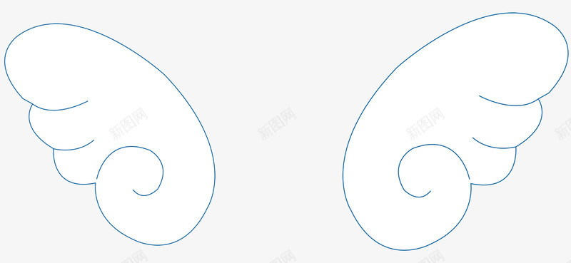 蓝色线条翅膀装饰图案png免抠素材_新图网 https://ixintu.com 免抠PNG 线条 翅膀 蓝色 装饰图案