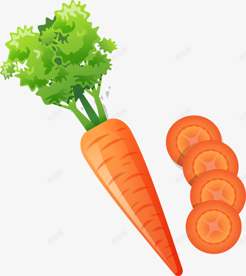 手绘扁平化蔬菜胡萝卜png免抠素材_新图网 https://ixintu.com 切片的胡萝卜 新鲜食材 维生素C 蔬菜 食物