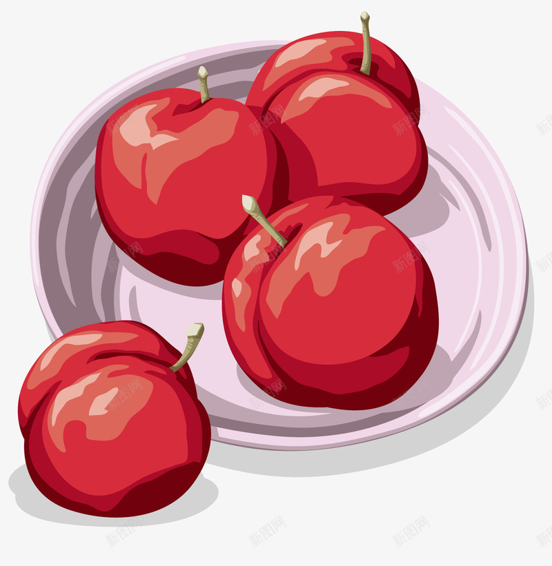 红色樱桃png免抠素材_新图网 https://ixintu.com 图案 大樱桃 手绘 水果 盘子 矢量素材 红色樱桃