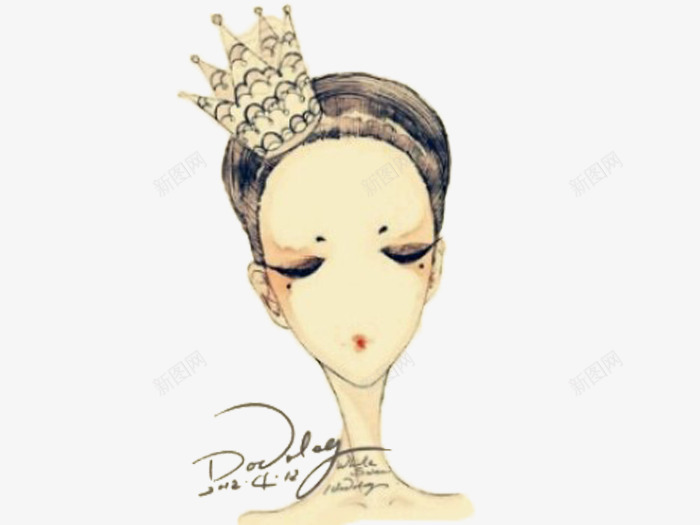 手绘女王png免抠素材_新图网 https://ixintu.com 卡通形象 后冠 女性 女王头像 我是女王 手绘 水彩画