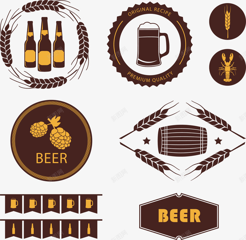 手绘啤酒标签矢量图图标ai_新图网 https://ixintu.com 啤酒 图标 手绘 标签 矢量图