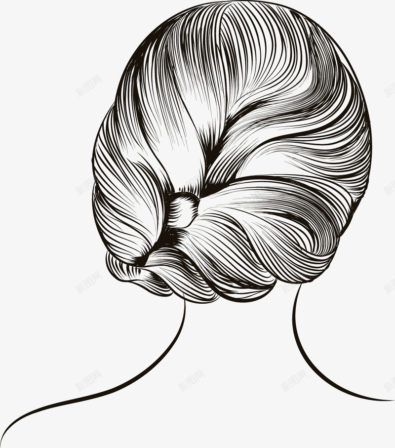 女性发型png免抠素材_新图网 https://ixintu.com 发型 女郎 形象 清新 白描 素描