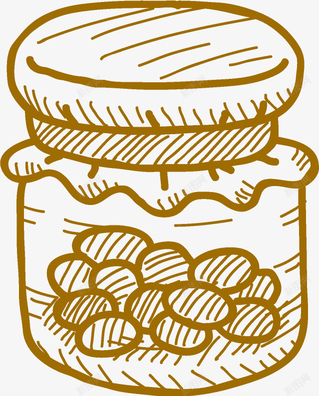卡通线描罐装饼干图标png_新图网 https://ixintu.com 卡通糖果 卡通罐头 卡通饼干 糖果图标 罐头装糖果 美食美味