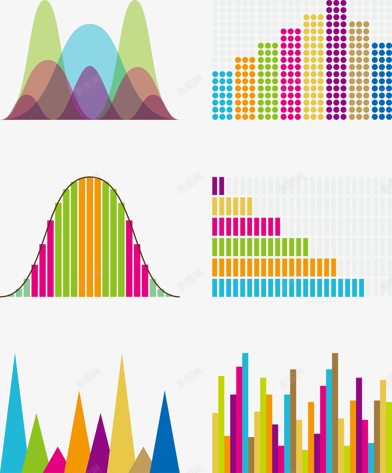图表合集png免抠素材_新图网 https://ixintu.com 彩色统计图 折线图 方阵图 曲线图 统计图
