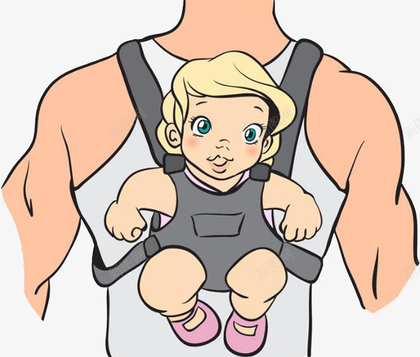 创意背着婴儿的衣服png免抠素材_新图网 https://ixintu.com 创意 婴儿 弧度 弯曲 彩色 手绘 线稿 背带 衣服