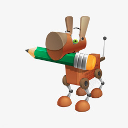 卡通机器狗咬着铅笔的机器狗高清图片