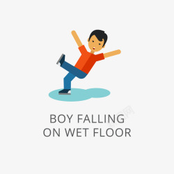 红色裤子溜冰摔倒的男孩矢量图高清图片