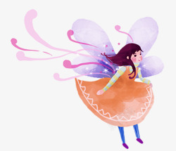 飞翔的卡通蝴蝶女孩素材
