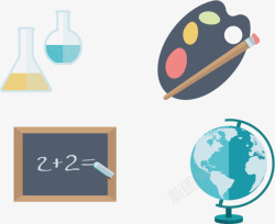 扁平化课堂用品矢量图素材
