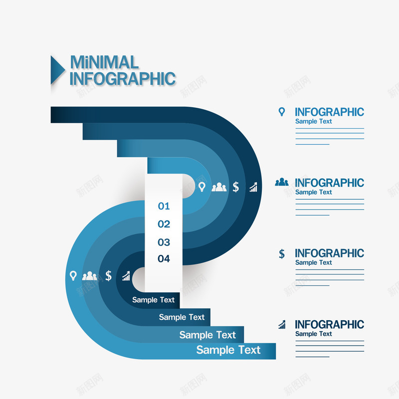 蓝色曲线信息图png免抠素材_新图网 https://ixintu.com 信息图 曲线装饰 蓝色曲线
