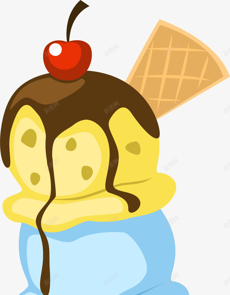 卡通美食冰激淋png免抠素材_新图网 https://ixintu.com 免抠PNG 冰激淋 卡通 巧克力 樱桃 美食