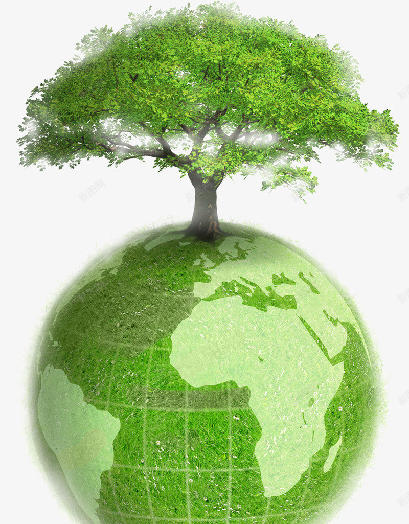 绿色地球上的大树医疗png免抠素材_新图网 https://ixintu.com 医疗 地球 大树 绿色