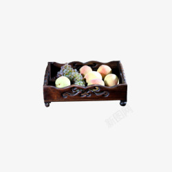 创意实木质水果篮工艺品实木干果盘水果盘高清图片