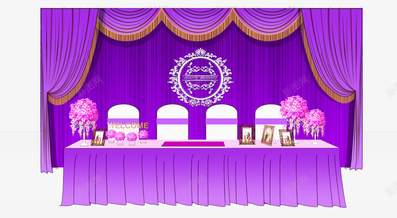 紫色舞台元素png免抠素材_新图网 https://ixintu.com kt板 大型KT板 婚庆背景 婚庆舞台 婚礼 婚礼资料 舞台 设计