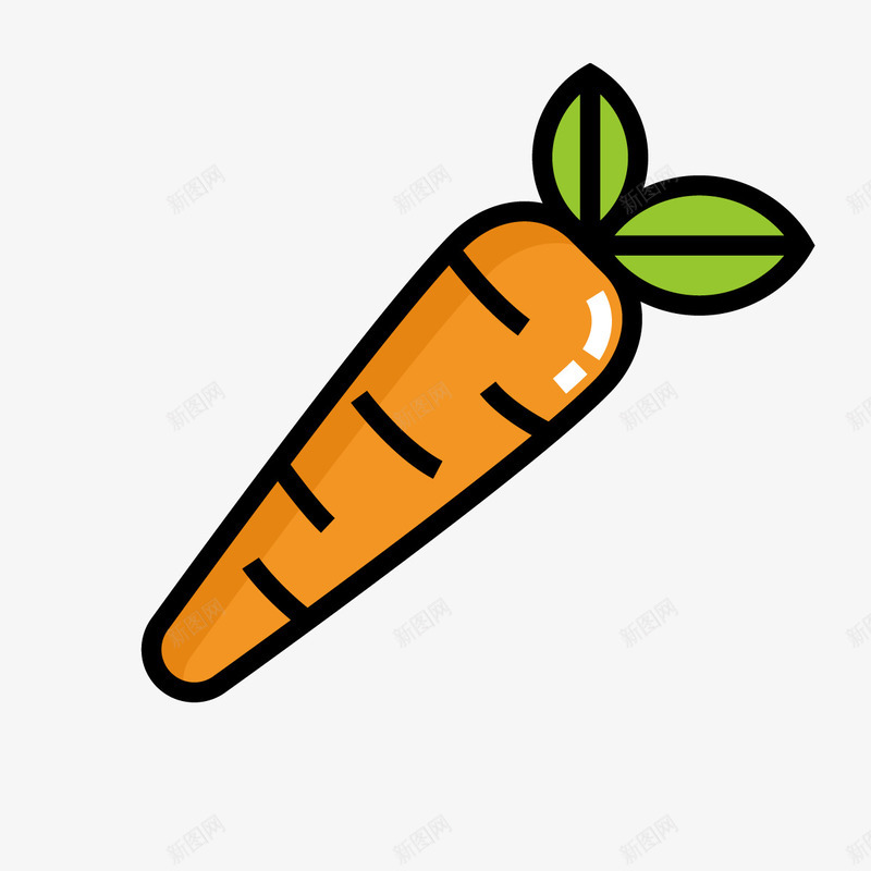 黄色萝卜图标矢量图ai_新图网 https://ixintu.com 叶子 图标 线稿 绿色 萝卜 蔬菜 食物 黄色 矢量图