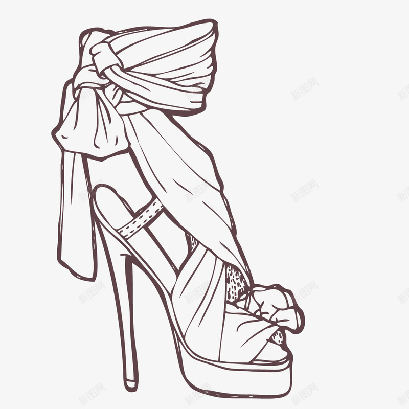 女士穿搭高跟鞋png免抠素材_新图网 https://ixintu.com 丝带装饰 女性服饰 手绘 时尚 穿搭 素描 高跟鞋