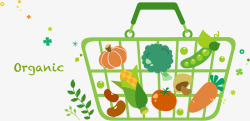 超市购物卡通卡通超市篮子蔬菜矢量图高清图片
