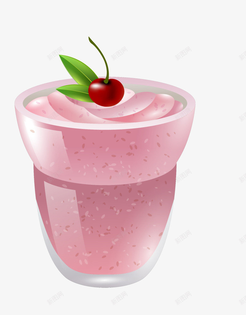 美味粉色奶昔png免抠素材_新图网 https://ixintu.com 水彩 粉色奶昔 红色樱桃 绿色叶子 美味奶昔 透明杯子
