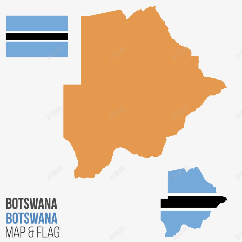 博茨瓦纳地图png免抠素材_新图网 https://ixintu.com 博茨瓦纳 国旗 实用 清晰 矢量地图 色块