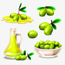 液体黄金橄榄果实和橄榄油高清图片