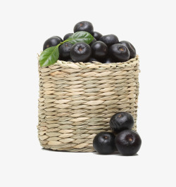 黑色篮子一筐蓝莓高清图片