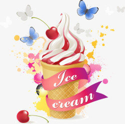 奶油冰淇淋插画矢量图素材