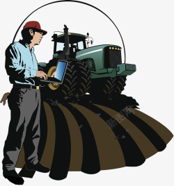 插图机械农地耕种素材