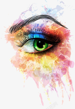 女性眼睛水彩画素材